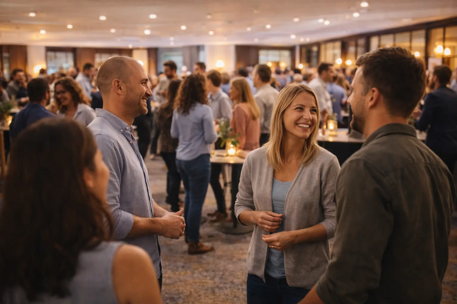 Kollegen unterhalten sich bei einer Firmenfeier